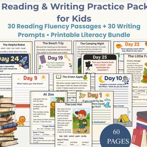 Paquete de hojas de trabajo para practicar la lectura y la escritura para niños (descarga en PDF)