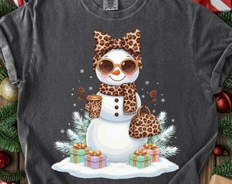 Leopard Print Snowman PNG | Chic Winter Design (Digital Download)