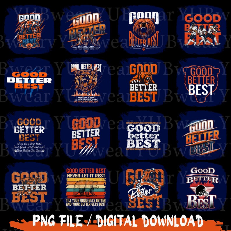 130+ Good Better Best Design, Football Fans Vintage PNG, Bear Football ...