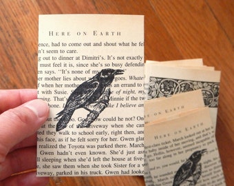 Small Stamped Raven Crow Book Page Envelopes -Unique Fall Gift / Dark Spooky Home Decor Black Bird Crow Raven Lover Fall Wedding Favor Decor