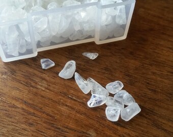 Tiny White Moonstone Chips - Set of 45 / DIY Jewelry Making Supply, Destash Moonstone Stones for Bracelets Necklaces Earrings