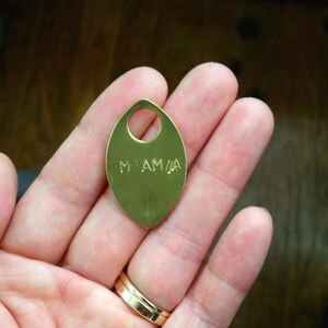 Hand Stamped Mama or Papa Pendant Talisman Copper or Brass / Rustic Mothers Day New Parent Gift, Motherhood Mom Dad Child Initials Jewelry image 3