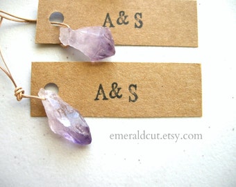 LIMITED Raw Amethyst Point Mini Kraft Tag Wedding Favor / Unique Bridal Shower Favor, Personalized Monogram Gift, Bookish Boho Gift for Her