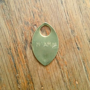 Hand Stamped Mama or Papa Pendant Talisman Copper or Brass / Rustic Mothers Day New Parent Gift, Motherhood Mom Dad Child Initials Jewelry image 6