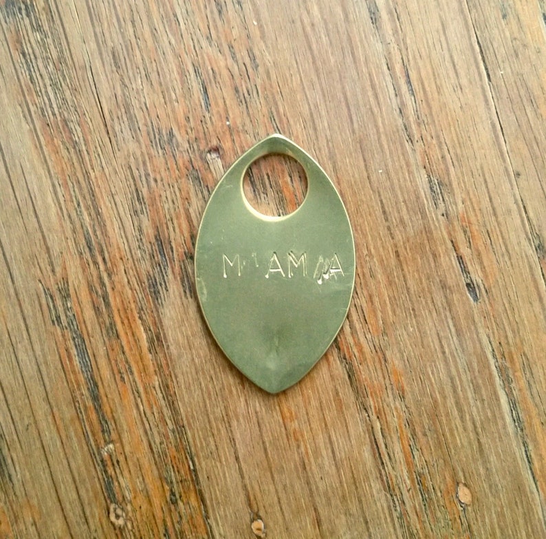 Hand Stamped Mama or Papa Pendant Talisman Copper or Brass / Rustic Mothers Day New Parent Gift, Motherhood Mom Dad Child Initials Jewelry image 6