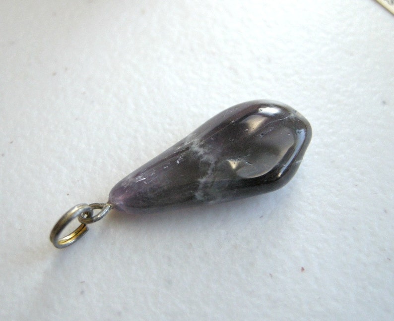 Vintage Freeform Amethyst Stone Pendant / Rustic Deep Plum Purple, Long Nugget Shaped, Unique February Birthstone Jewelry image 2