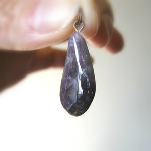 Vintage Freeform Amethyst Stone Pendant / Rustic Deep Plum Purple, Long Nugget Shaped, Unique February Birthstone Jewelry image 5