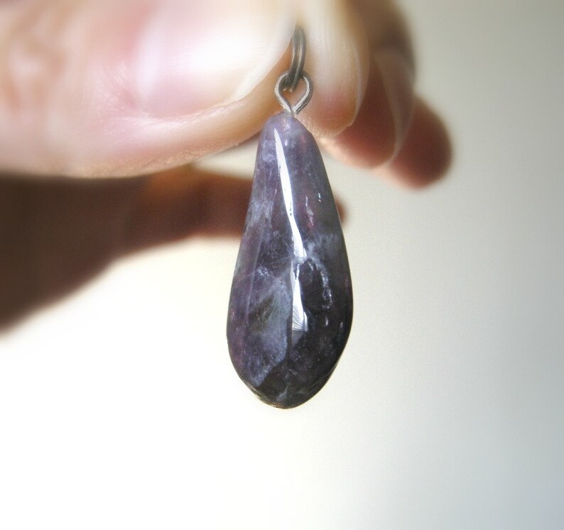 Vintage Freeform Amethyst Stone Pendant / Rustic Deep Plum Purple, Long Nugget Shaped, Unique February Birthstone Jewelry image 5