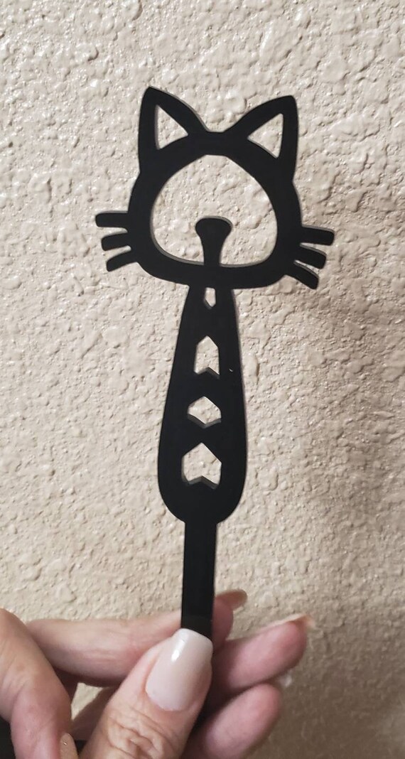 Cute Black Acrylic Laser cut CATS Garden and Plant décor Cute Gift set