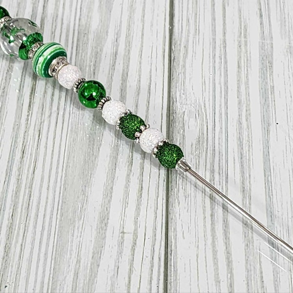 Green/white Christmas Beaded Pokey Vinyl Tool-Cardmaking-Scrapbooking Gift-Cookies-Remove Double-sided sticker backing-Beaded Embellished