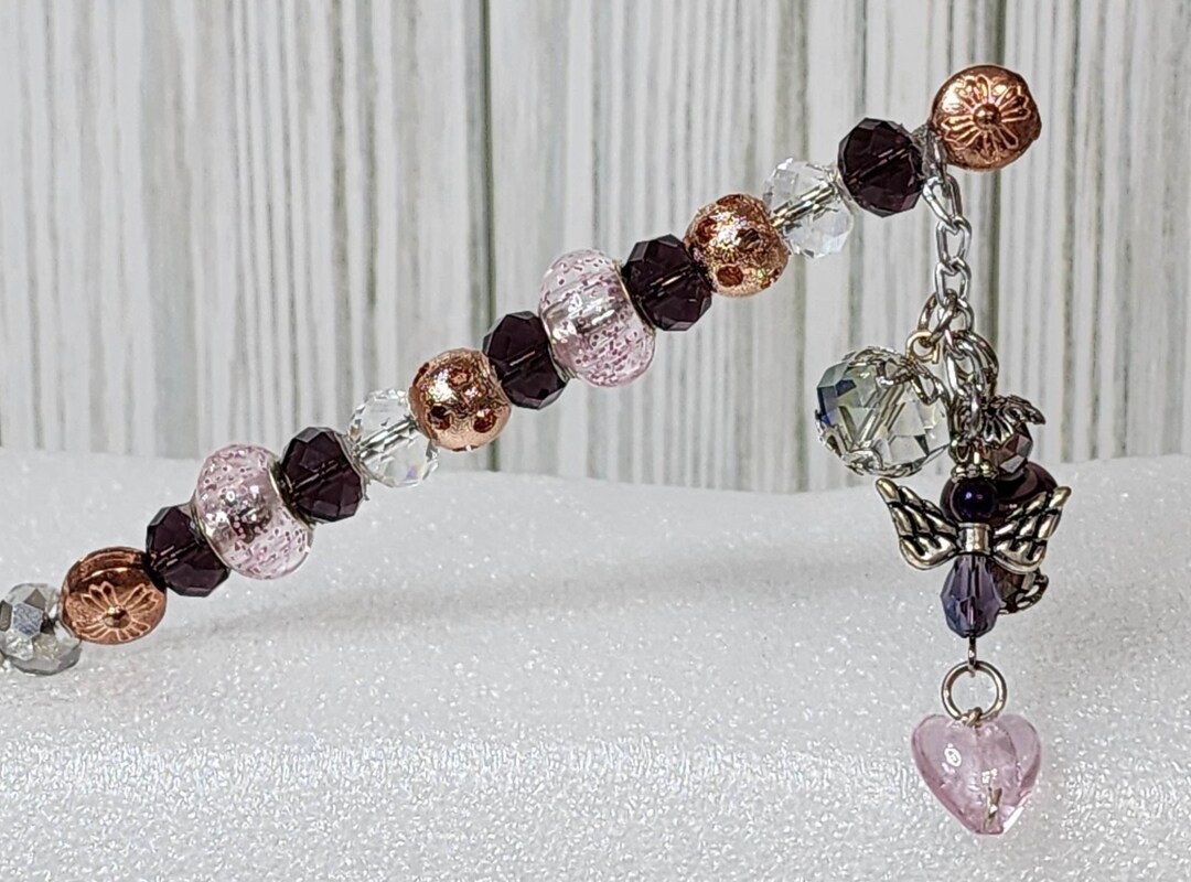 Pink & Plum Beaded Pokey Vinyl Tool W Angel Charmcardmaking
