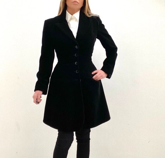 80's ALAIA Fit and Flare Velvet Princess Coat