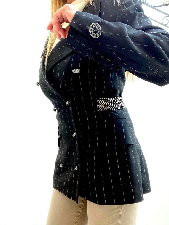 90's Lolita Lempicka Black Pinstripe Suit with Maj