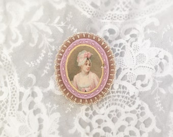 felt lady portrait brooch pin - delicate victorian cameo brooch pin - mothersday gift - gift for her - museum painting art felt jewelry