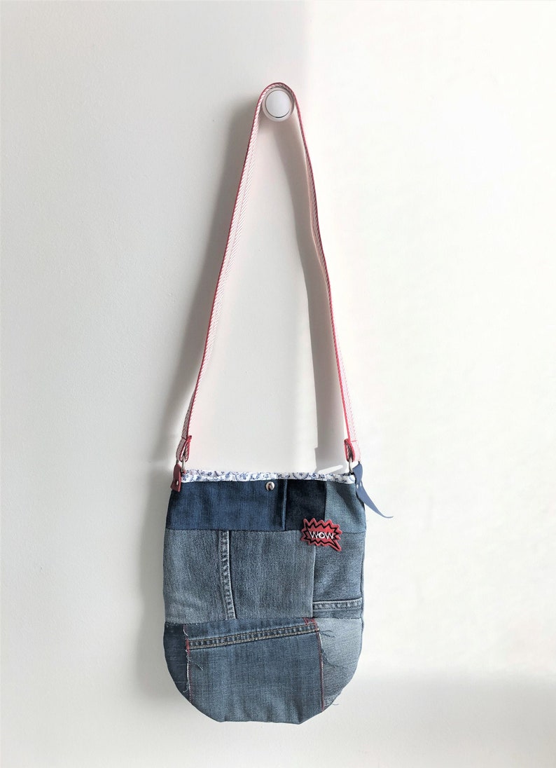 Recycled Denim Shoulder Bag Small Upcycled Handmade Blue - Etsy