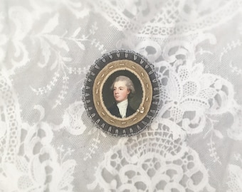 cameo victorian portrait brooch - miniature wearable painting brooch pin - gift for her - museum art painting brooch - wearable art