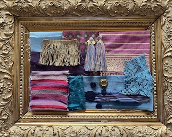 Boho Fabric Scrap Bundle: Vintage Trims, Buttons, Slow Stitching Kit