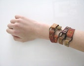 brown leather boho hippie gypsy festival stacking bracelet genuine leather gift for her