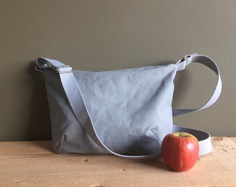 canvas shoulder bag - grey crossbody bag - water resistant bag - everyday canvas bag - grey messenger bag - gift for him