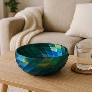 Handmade 3D Printed Geometric Bowl – Color-Shifting Decorative Candy Dish, Modern Home Decor, Unique Gift