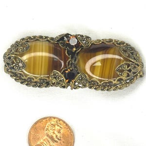Vintage Porphyrglas Brosche – Filigrane Fassung – Hergestellt in Westdeutschland