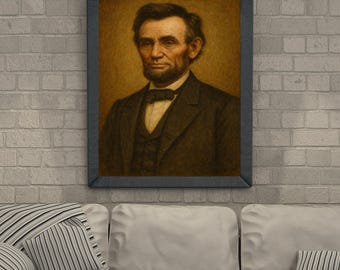 American Leader Abraham Lincoln Canvas Art, Vintage Presidential Wall Decor, Patriotic Americana Artwork, Historic Office Decor