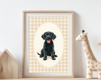 Black Lab Nursery Decor, Watercolor Dog Print, Neutral Nursery, Boy Wall Print,  Girl Lab Nursery Decor, Girl Wall Print, Boho Lab Decor