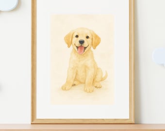 Yellow Lab Nursery Decor, Watercolor Dog Print, Neutral Nursery, Boy Wall Print,  Girl Lab Nursery Decor, Girl Wall Print, Boho Lab Decor