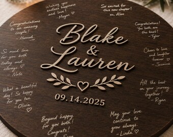 Personalized Wooden Wedding Guest Book Sign | Custom Couple Signature Board Keepsake
