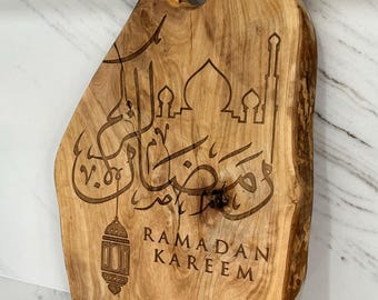 Ramadan Kareem Engraved Wood Serving Board | Islamic Home Decor