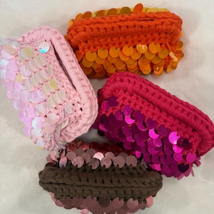 Sequin Crochet Clutch Handmade
