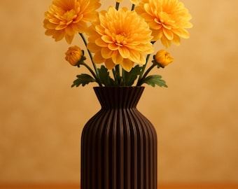 Small modern black vase in matte plastic minimalist decoration for living room office bedroom interior