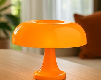 Retro Mushroom Table Lamp Orange Modern Bedside Light Adjustable Brightness 3 Color Switch Living Room Bedroom Decor