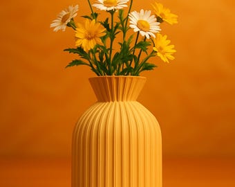 Small modern beige vase in matte plastic minimalist decoration for living room office bedroom interior