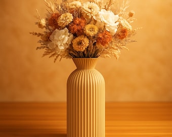Modern beige matte plastic vase 24 cm minimalist decoration for living room office bedroom interior
