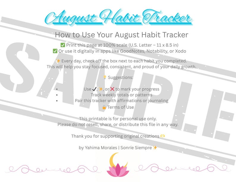 August Habit Tracker Printable | Daily Habit Tracker PDF | Wellness ...