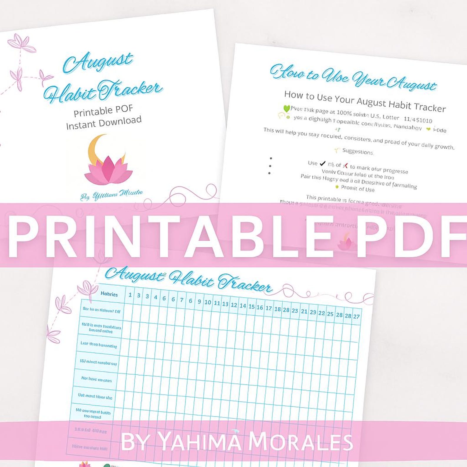 August Habit Tracker Printable | Daily Habit Tracker PDF | Wellness ...