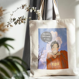 Funny Tote Bag for Men Too Cool to Carry a Purse Cotton Canvas Tote Bag Bold Statement Gift for Him Reusable Everyday Tote for Guys