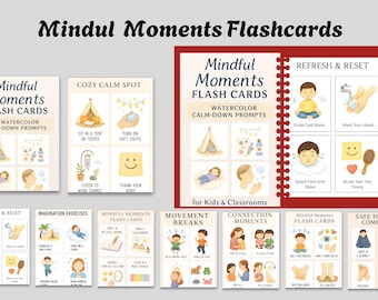Tarjetas de momentos de atención plena / Tarjetas de atención plena imprimibles para niños / PDF de calma y concentración / Descarga digital
