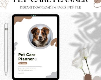Planificateur de soins pour animaux de compagnie : suivi de santé ludique pour chiens et chats (PDF imprimable)