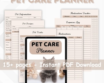 Printable Pet Care Planner: Dog & Cat Health Tracker (Digital Download)
