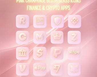 Pink Champagne Blush Luxurious iOS Finance & Crypto Apps Icon Pack, Valentine's Day Theme Pt3