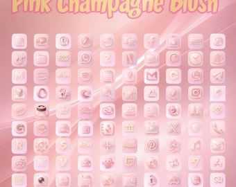 Pink Champagne Blush App Icon Pack, Valentines day Theme (90 Icons)