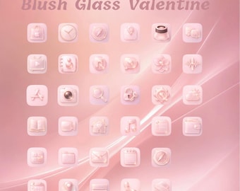 Pink Champagne Blush Glass Luxurious iOS System Apps Icon Pack , Valentine's Day Theme