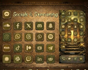 Verdant Relics Pt.2 Druidic | Celtic iOS Socials & Streaming App Icons | RPG-like Fantasy Phone Theme