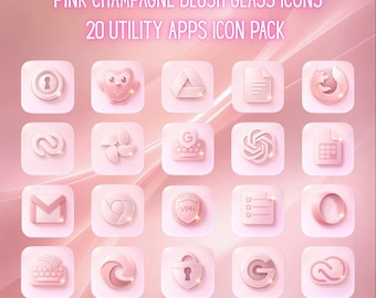 Pink Champagne Blush Luxurious iOS Utility Apps Icon Pack, Valentine's Day Theme Pt4