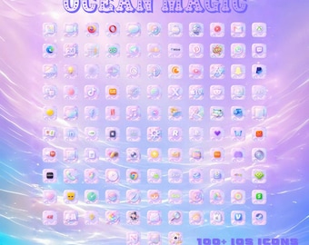 Mermaid Magic iOS Icon & Wallpaper Pack , Pastel Purple Icons for iPhone/iPad