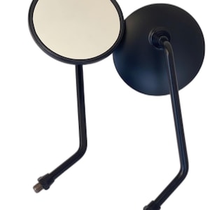 Premium Matte Black steel mirror Motorcycle Round Side Rear View Mirror Universal Fit for Sports & Cruiser Bikes handle bar Rearview Convex