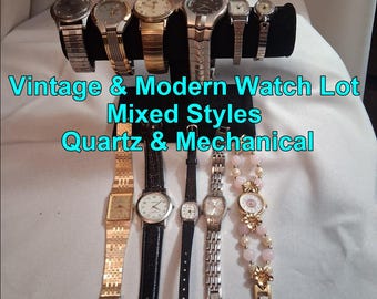 Vintage and Modern Watch Lot – Mixed Styles - Quartz & Mechanical - For Repair, Parts, or Wear