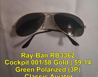 Vintage Ray-Ban Aviator Sunglasses: Gold Frame, Green Polarized Lenses